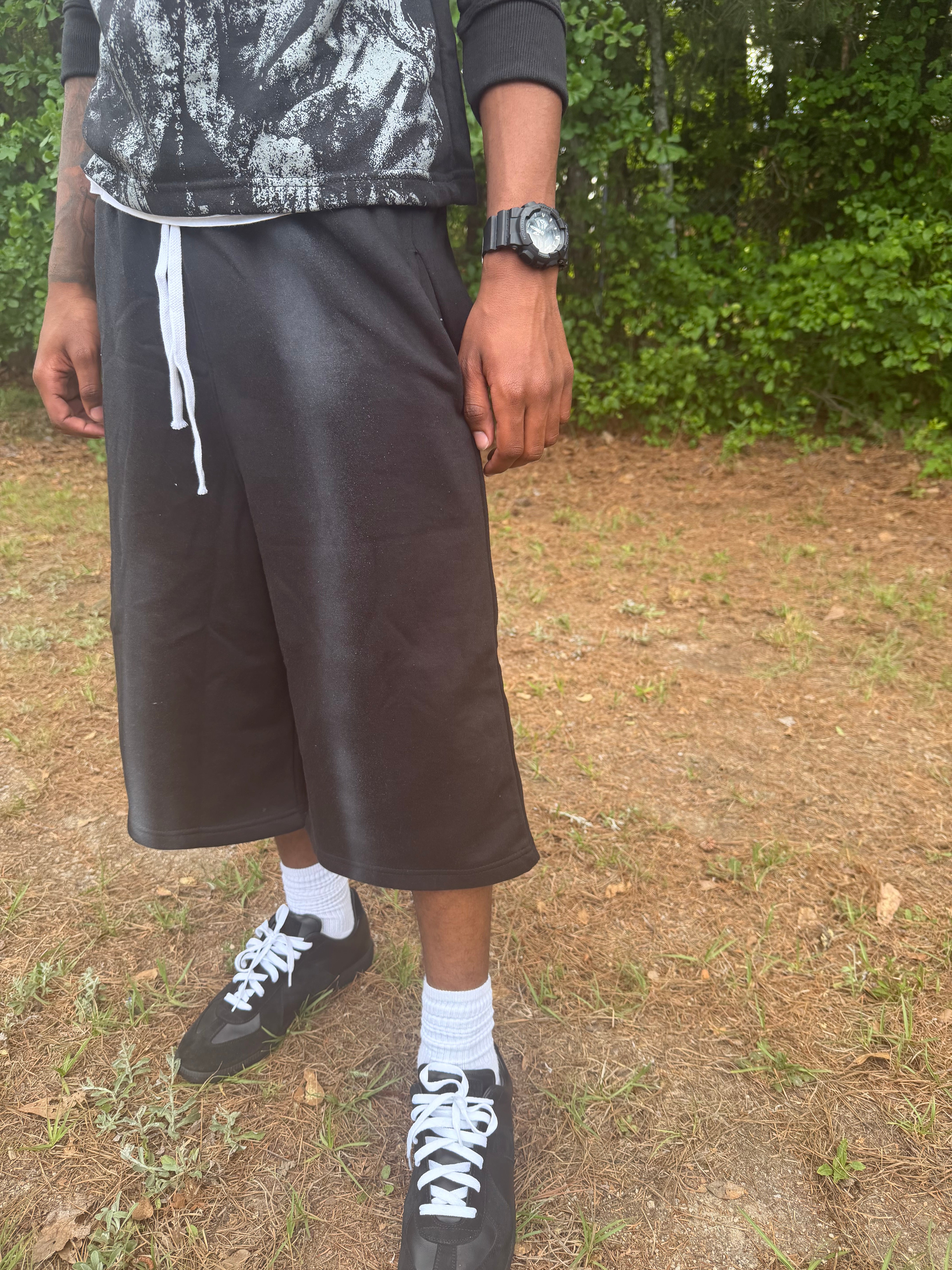 Black Long SweatShorts