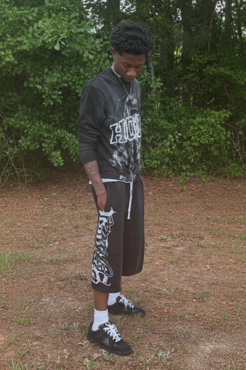 Black Long SweatShorts